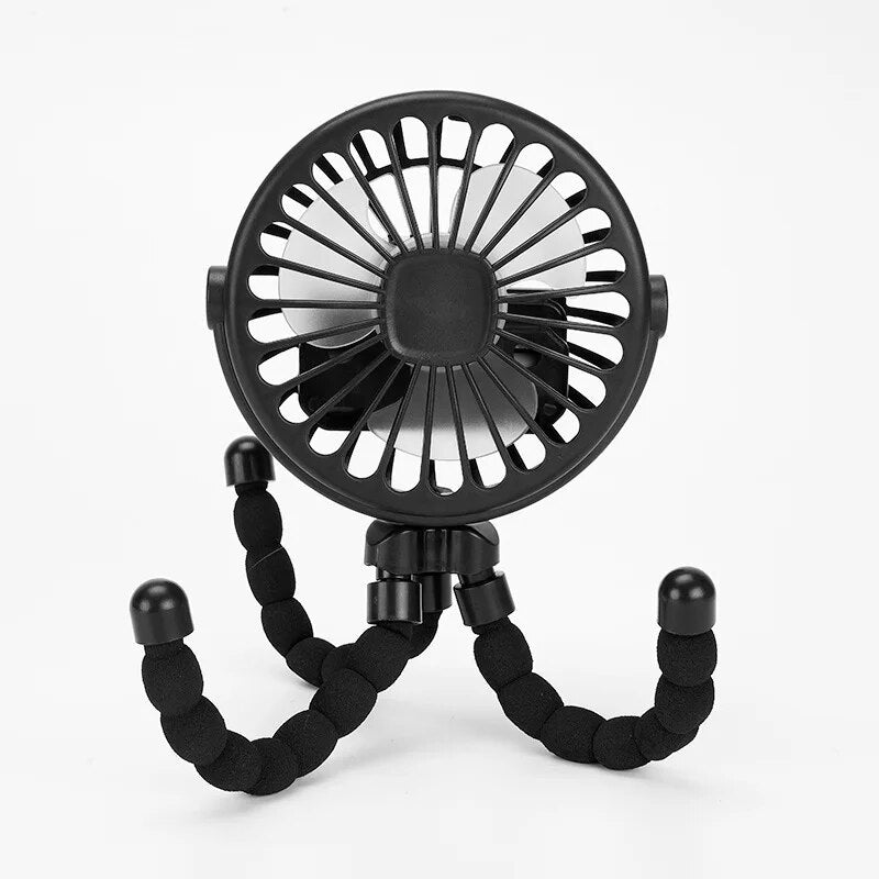 Portable USB Rechargeable Mini Stroller Fan – Multifunctional Octopus Design