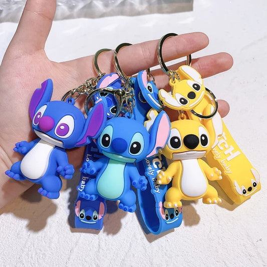 Lilo & Stitch Toys Keychian Anime Stitch Pendant Keychain Sweet Pink Angel Keychians Women Car Keyring Girl Birthday Gift