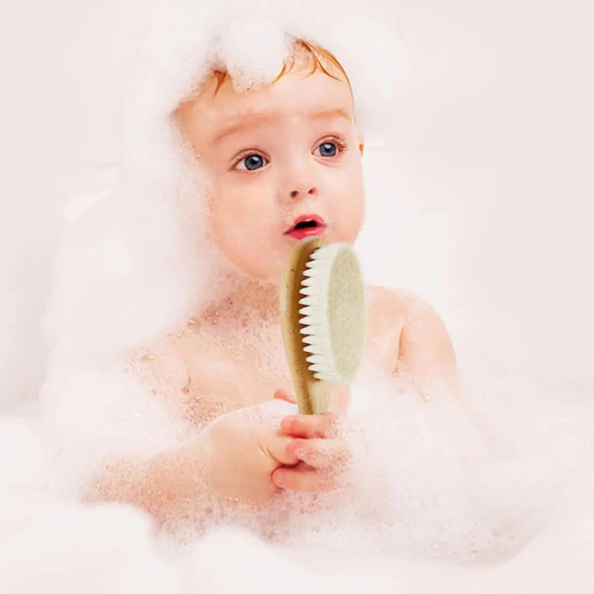 2pcs Baby Comb Set Baby Care Hair Brush Beech Soft Wool Wood Comb Newborn Massager Baby Shower And Gift Baby Hair Soothing