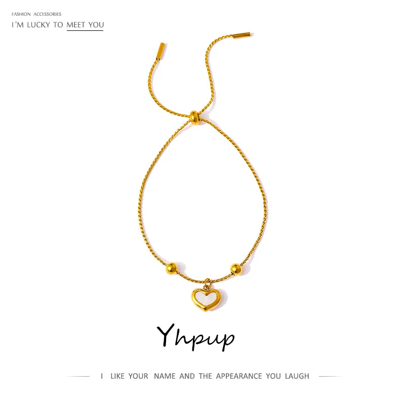 Yhpup Women Stainless Steel Beach Bracelet – Heart & Natural Shell Chain Anklet Jewelry