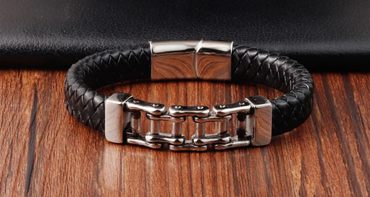 Luxury Accessories Bracelet Men's Fashion Gift Black Genuine Leather Bracelets DIY Combination Wild Handsome Gift