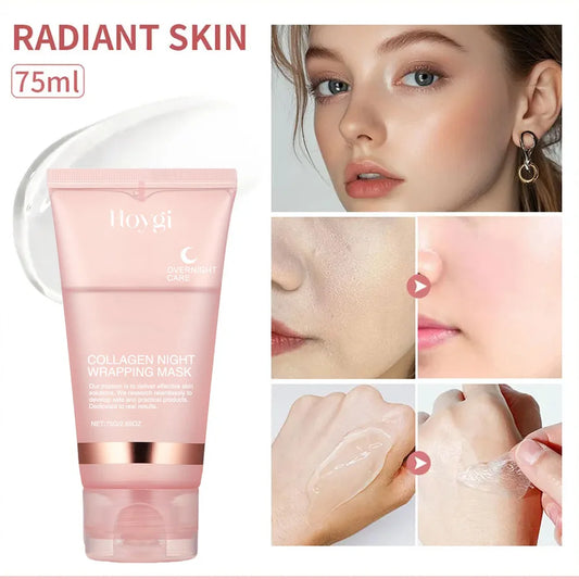 Collagen Overnight Wrapping Peel Off Facial Mask Set Korean Collagen Night Wrapping Mask Deeply Hydrates Night Care Mask Cream