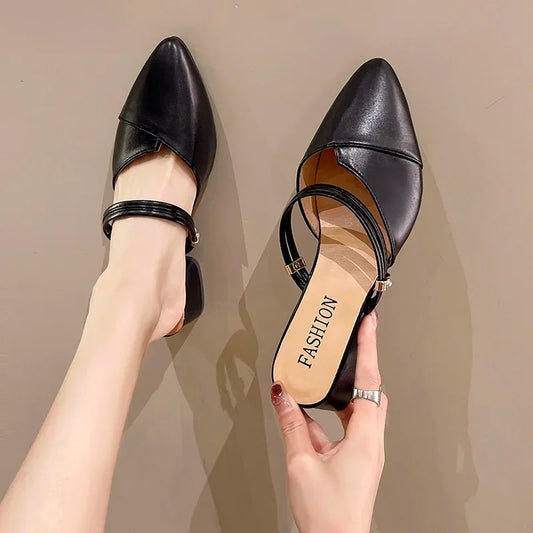 Shoes for Women Hot Sale Women's Slippers Fashion Mature Casual Slippers Pointed Toe Solid Shoes Female