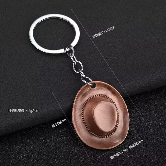 Vintage Motorcycle Accessories Keychain Men Western Cowboy Hat Metal Cycling Cool Backpack Decoration Boyfriend Gift Keyring