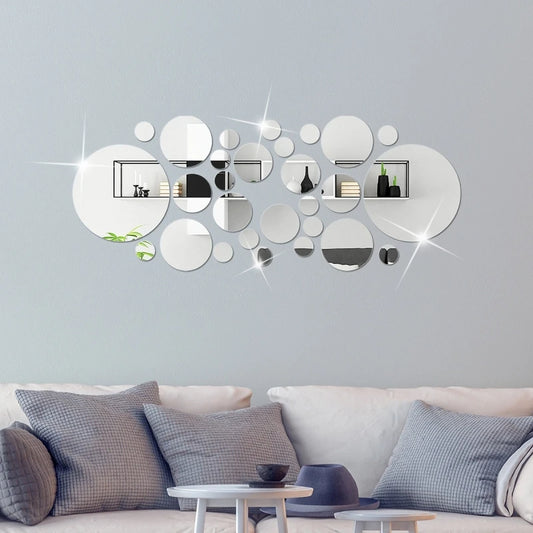 26pcs Round Acrylic Mirror Stickers - Self-Adhesive Removable Bathroom/Kitchen Wall Decor, Shatterproof Tile Art for Ceramic