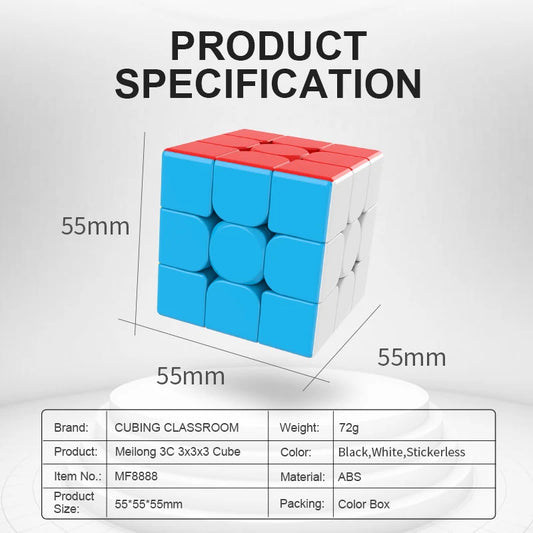 MoYu Meilong3c Professional Magic Cube 3x3x3 classroom Stickerless 3 Layers Speed Cube Puzzle Cube Fidget Toys For Childrengifts
