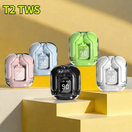 T2 Wireless Mini Earbuds LED Power Digital Display TWS Wireless Headset Stereo Sound Bluetooth Headphones