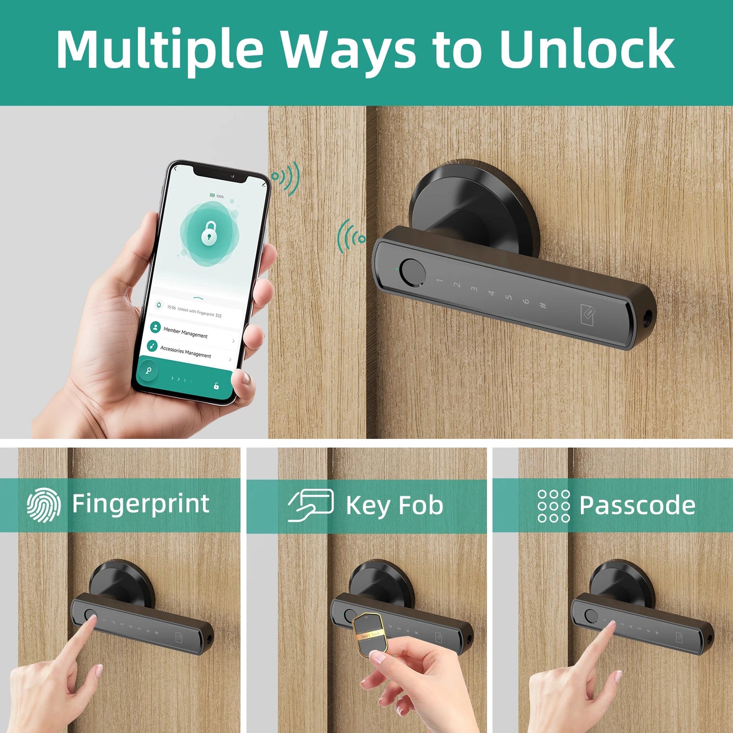 Viladepot Smart Fingerprint Door Lock – App Control, Passcode & Touchscreen Keypad Electronic Entry