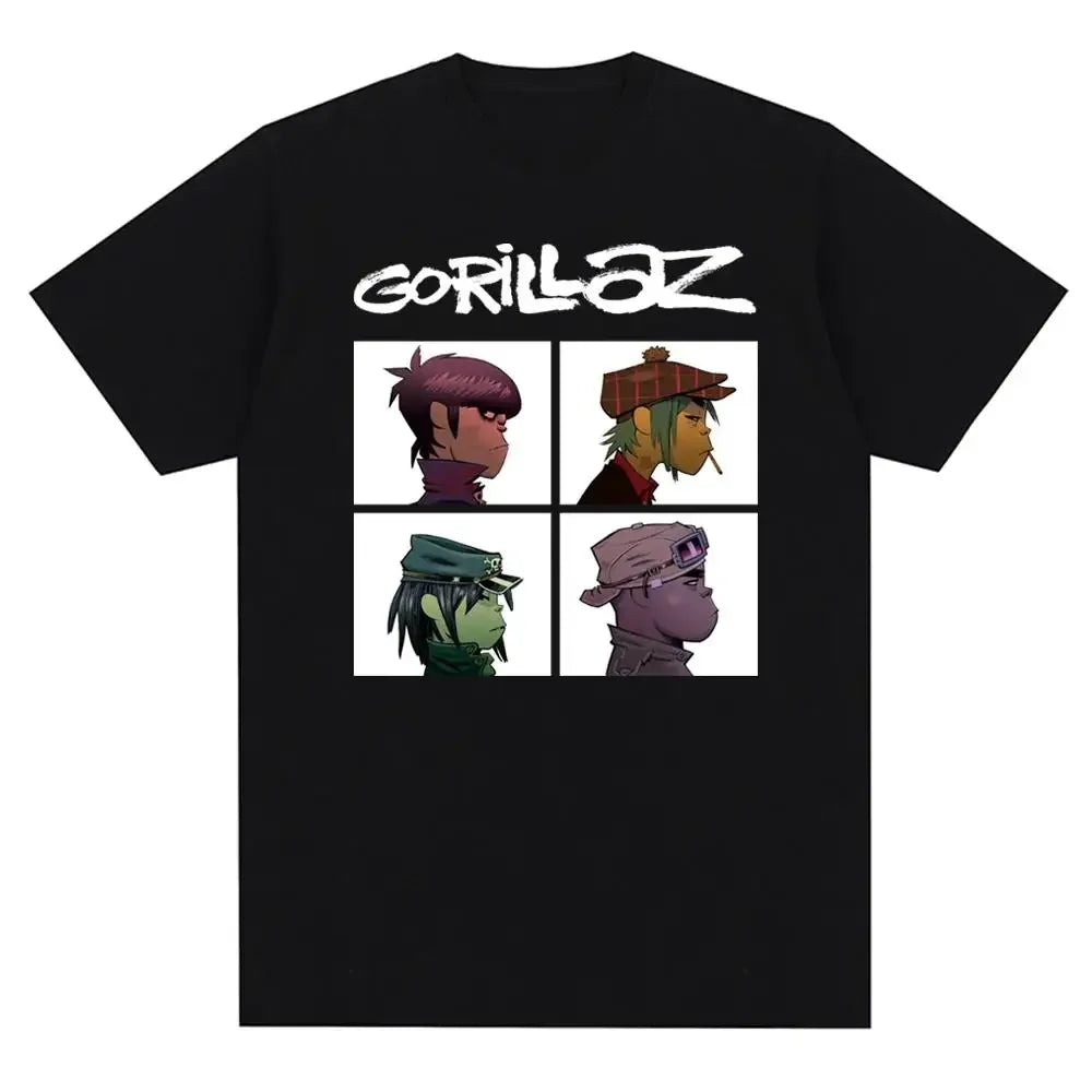 Music Band Gorillazs Punk Rock Print T Shirt - Street Skull Edge