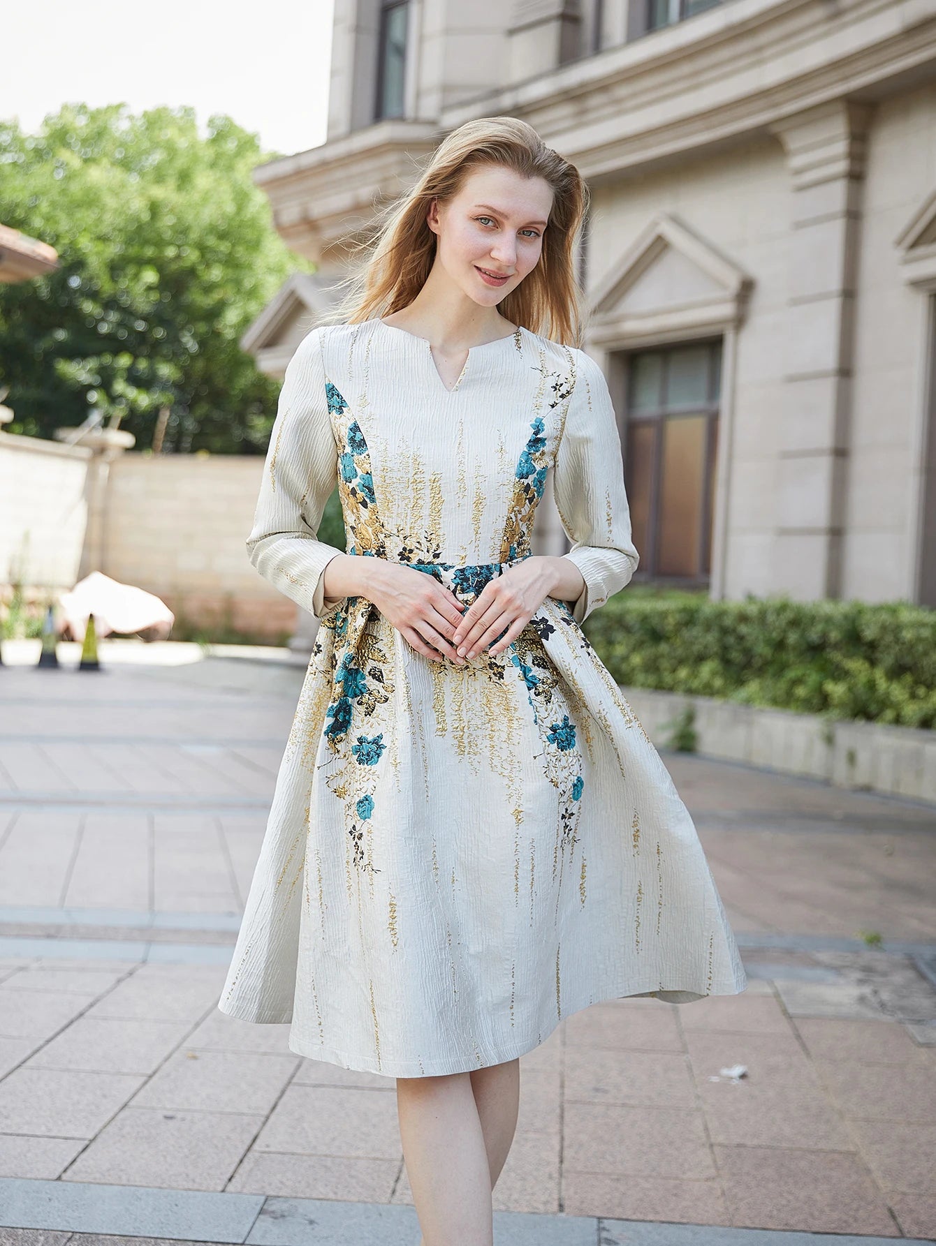 DEVCHATA Elegant Women Jacquard Dress New Arrival Floral Party Clothing Fashion Summer Evening Mid-Calf Ball Gown Vestido