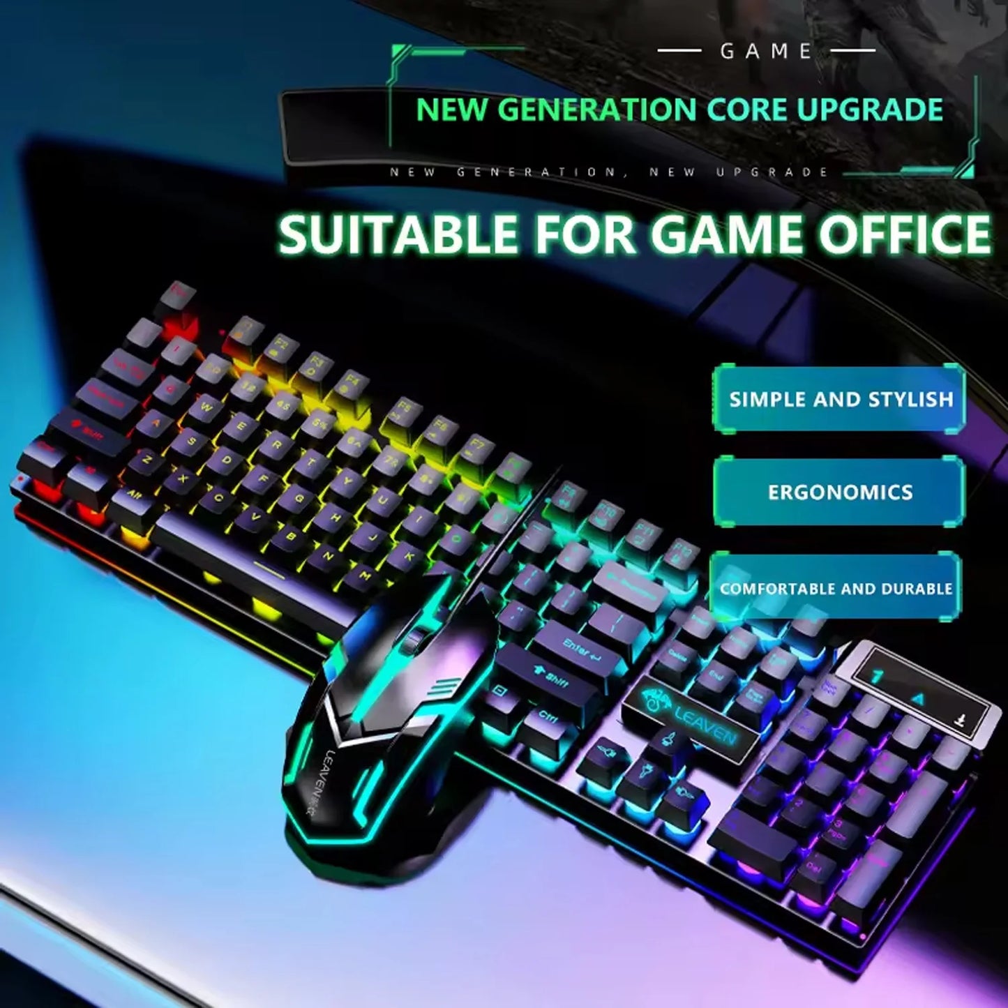 Practical Computer Mouse USB Mechanical Gaming Keyboard Mouse Anti-slip Matte Computer Keyboard For Suitable For PC And Tablets
