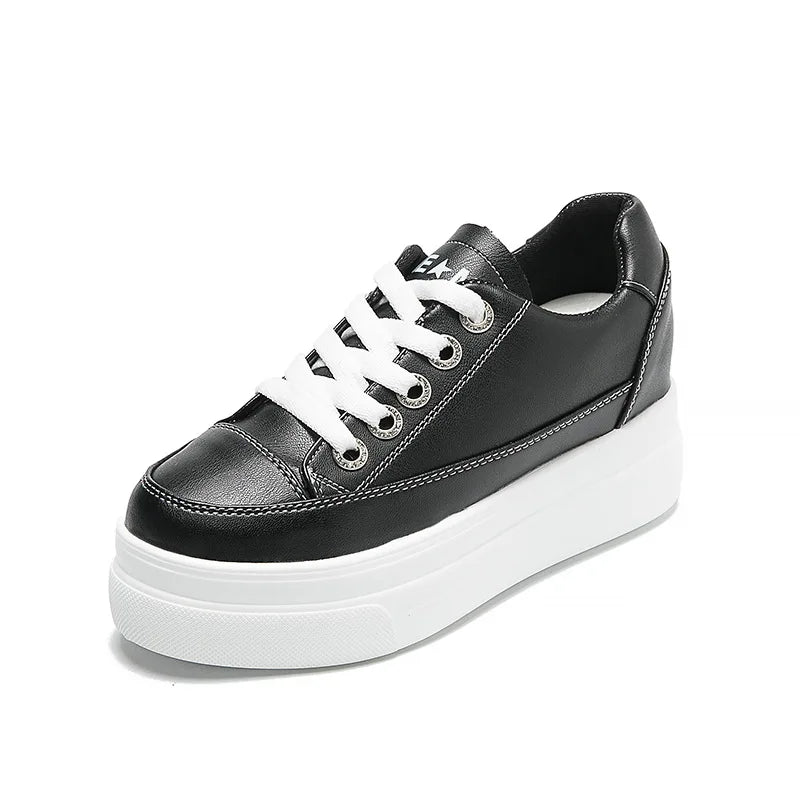 Women's Sneakers 2022 New Casual Shoes Woman Autumn Comfortable Breathable White Shoe 8CM Heels Height Increasing Platform Femme