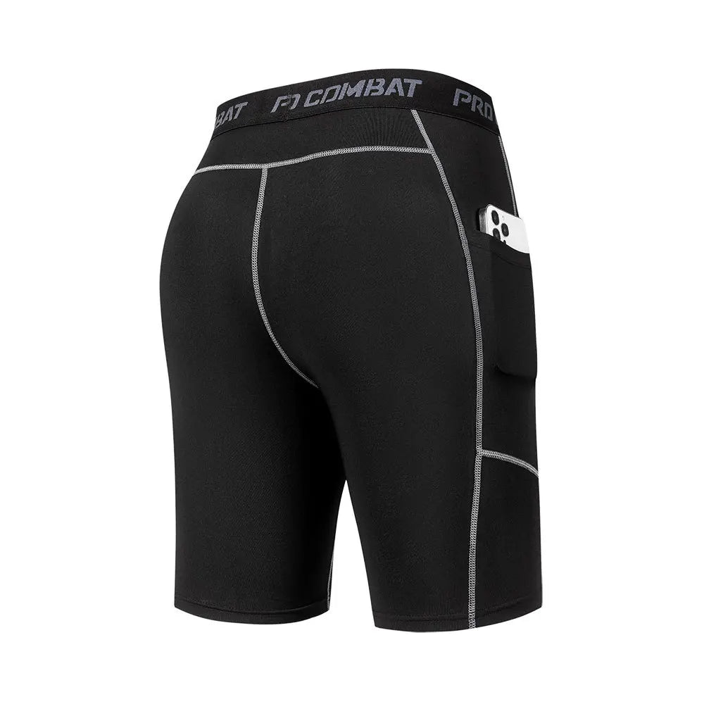 1 Article High Performance Men's Compression Shorts with Pocket - Quick Dry, Breathable, and Stretchy Base Layer for Sports, Gym