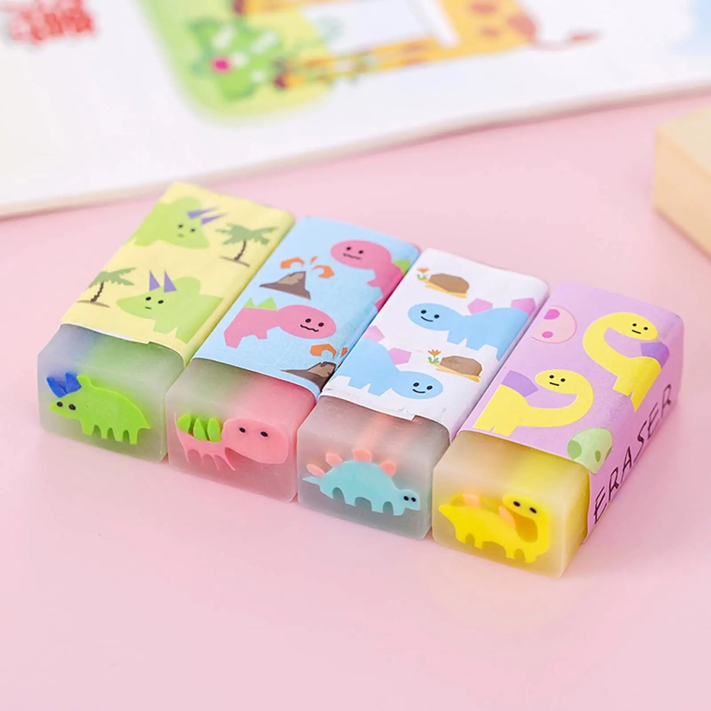 Cute Fruit Eraser, Jelly Pencil Eraser for Kids, Animal Food Fun Pets Pencil Rubber Eraser with Sweet Smell