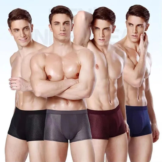 4Pcs/Lot Ice Silk Men's Boxer Pantie Underpant plus Size 4XL Shorts Breathable Underwear Men's Panties Ultrathin Shorts Trunk