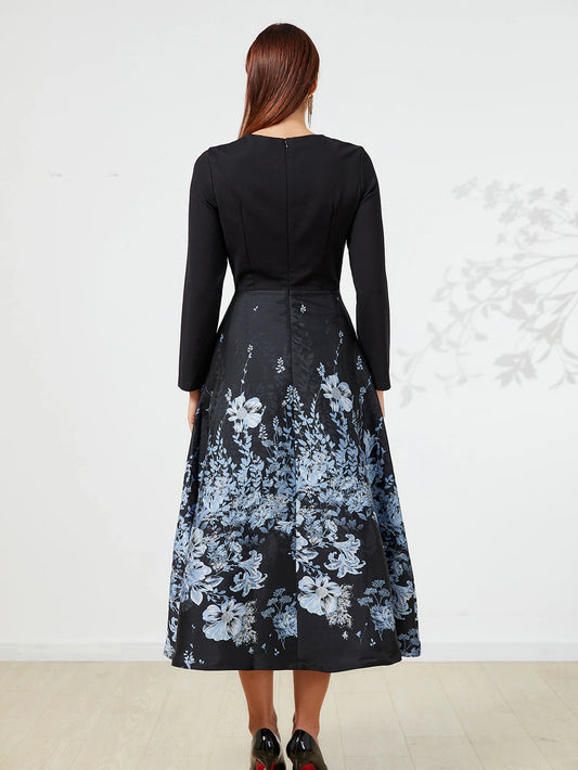 Women Luxury Long Maxi Jacquard Dress Ladies Floral Elegant Dresses New Year Ball Gown Casual Evening Party Maxi Clothing