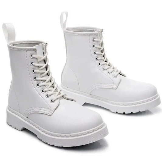 Shoes for Women 2024 Brand Lace Up Women's Boots Autumn Round Toe Solid Short Barrel Platform Water Proof Fashion Naked Boots