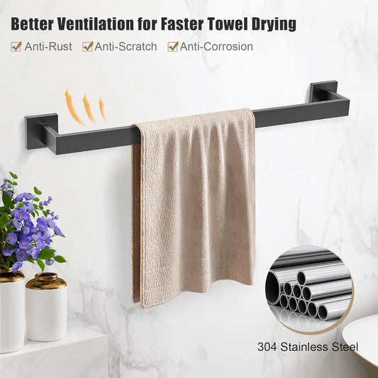 Bathroom Set Stainless Steel Towel Ring Holder Toilet Paper Holder Towel Bar Rail Rack Hanger Hook Bathroom Hardware Set
