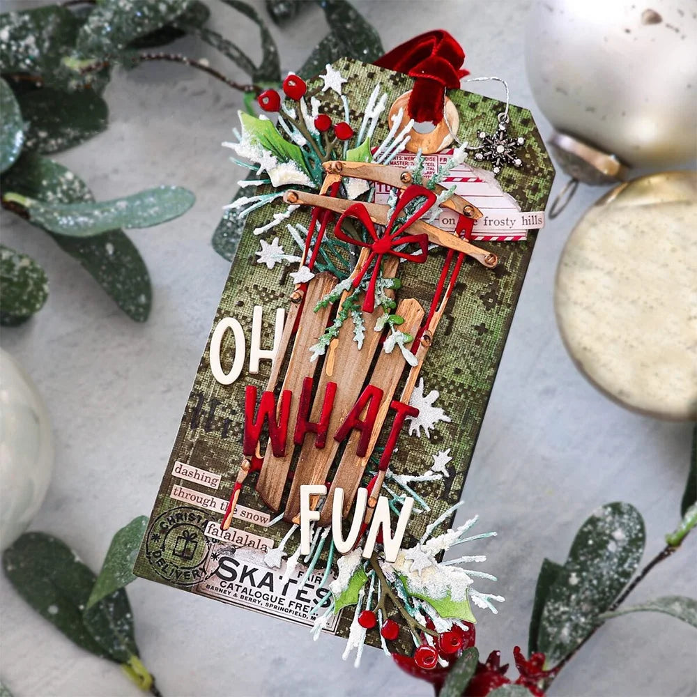 3D Embossing Folder Reindeer Christmas Tree Repitition Doodle Pattern for DIY Scrapbook Paper Card Adding Textured Album Craft