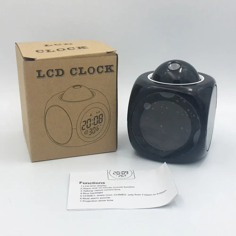 Multi-function Projection Chime Clock LED Light Projection Alarm Clock Voice Chime Clock Projection Clock