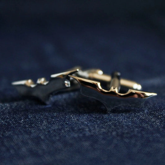 Bat, gunmetal black cufflinks, silver accessories, novelty accessories, gifts for men