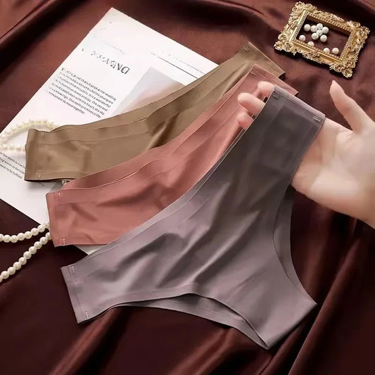 New 4PCS/Set Seamless Panties Women Sexy Underwear Ice Silk Underpants Low Waist G-string Female Soft Solid Ultra-thin Briefs