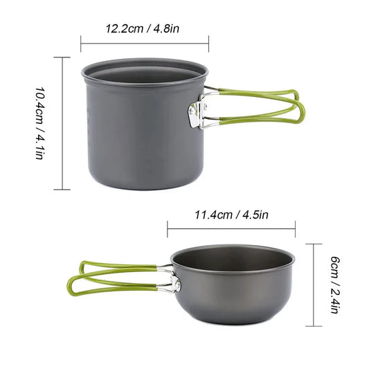 Camping Pots Cookware Set Portable Outdoor Cooking Tableware for Hiking Trekking Picnic Fishing Mountaineering