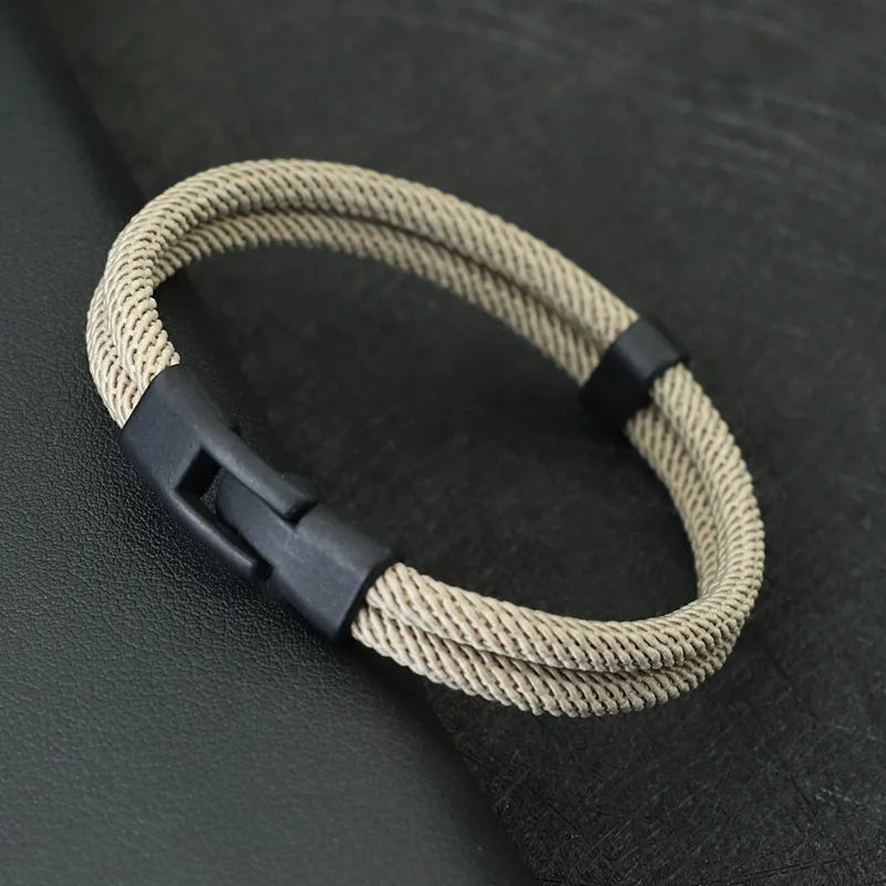 New Fashion Men’s Thread Bracelet – Double Layer Detachable Matching Stackable Leisure Accessory
