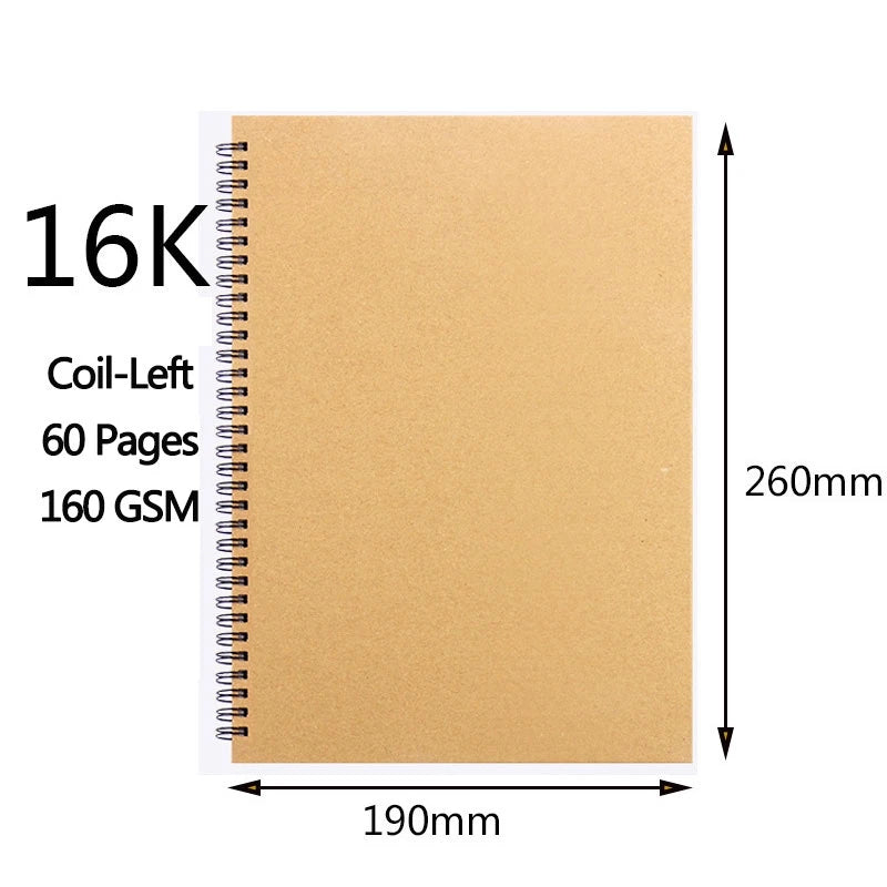 A3/A4/A5/8k/16k Sketchbook Thick Paper 160 GSM Notebook for painting DIY Creative Practice Drawing Art School Supplies