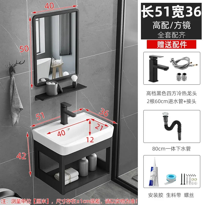 Bathroom Vanity with Sink Toilet Simple Small Apartment Household Wall-mounted Storage Balcony Washbasin Cabinet with Mirror