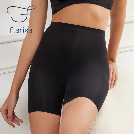 Flarixa Seamless High Waist Shorts Panties For Women Tummy Control Hip Lift Ice Silk Safety Pants Underwear Boyshorts Boxer
