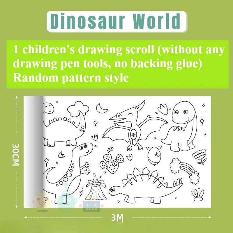 300CM DIY Drawing Roll Sticky Color Filling Paper Graffiti Scroll Coloring Roll Kids DIY Painting Educational Toys For Children