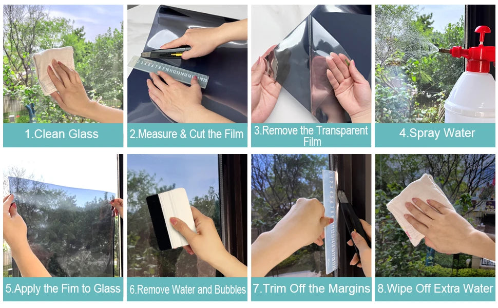 Window Privacy Film One Way Daytime Privacy Self-adhesive Vinyl Sun Blocking Anti UV Reflective Window Tint for Home and Office