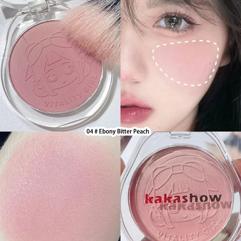Kakashow Youthful Gradient Blush - Natural Nude Shade, Easy-to-Blend Formula with Long-lasting Matte Finish,