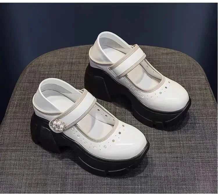 Women's Heels Shoes Summer Sneakers Platform Woman-shoes 2024 Thick Sole Roses Casual Leisure Round Toe Zip PU Retro Rubber