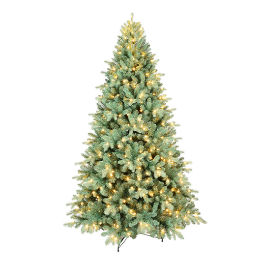 PE+PVC Artificial Christmas Tree with 800LED Warm White Light Metal Stand Premium Xmas Tree with 3268 Branch Tips Easy Assemble