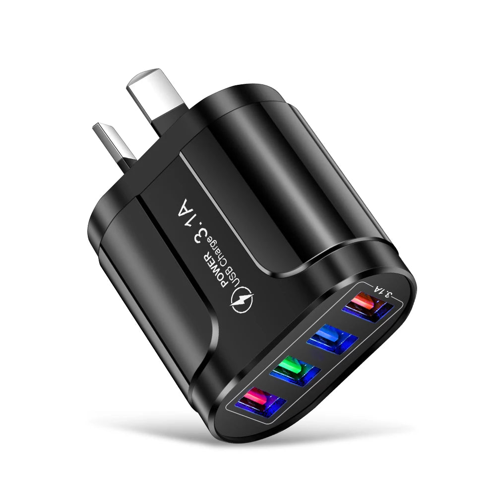 Australian USB Fast Charger AU Plug Quick Charger Mobile Phone Charger 3.1A Multiple 4 Ports USB Travel Adapter Wall Charger