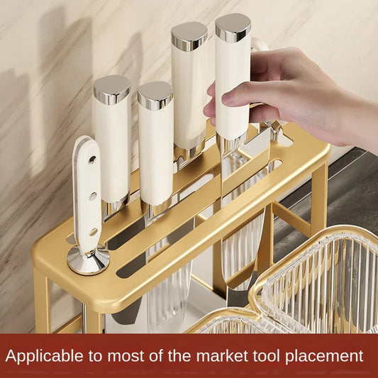 Kitchen knife rack, chopstick holder, wall-mounted multifunctional countertop, cutting board, and tool storage rack