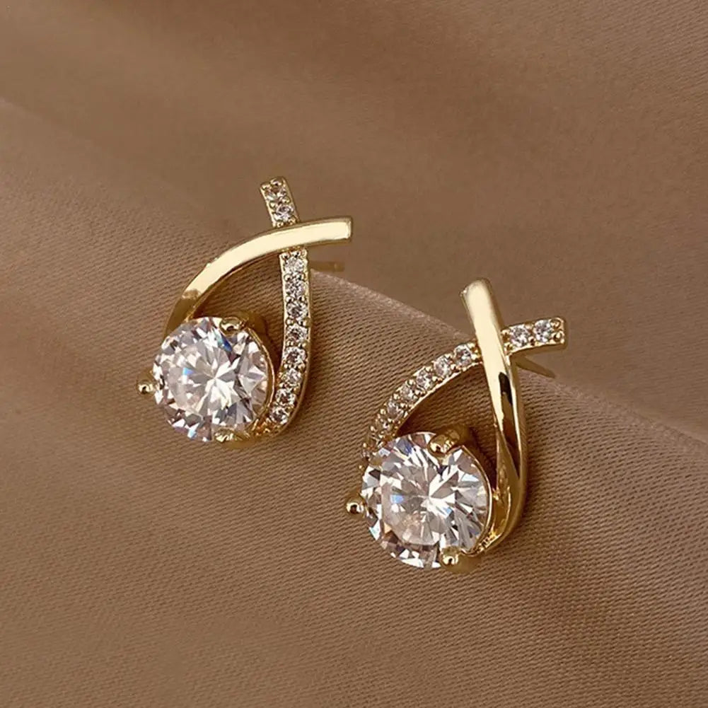 Fashion Cross Stud Earrings for Women – Korean Style Crystal Fishtail Earrings