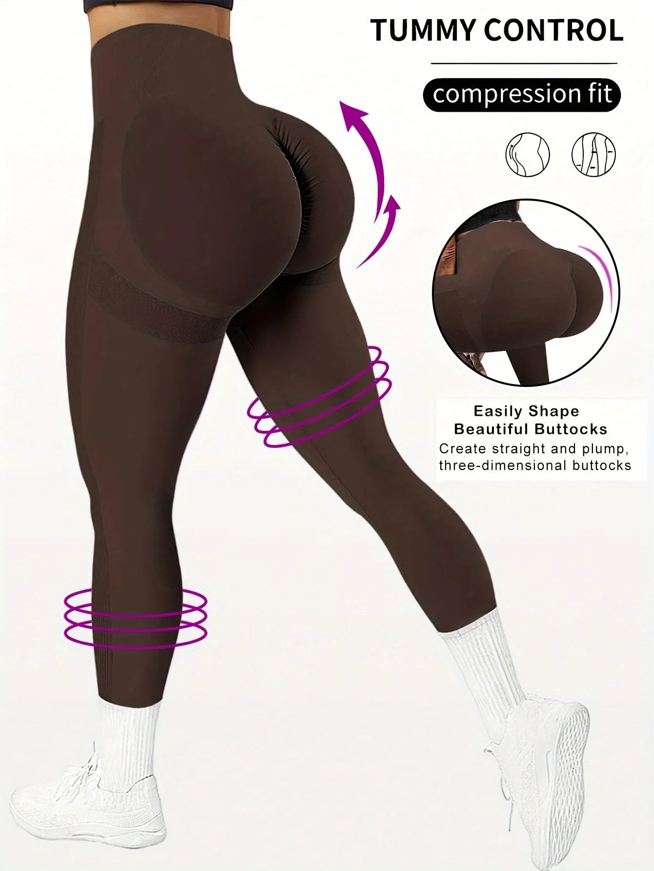 CZGUKE Women's seamless gym yoga pants high waist peach hip solid color tight fitting sports pants yoga cycling sports pants