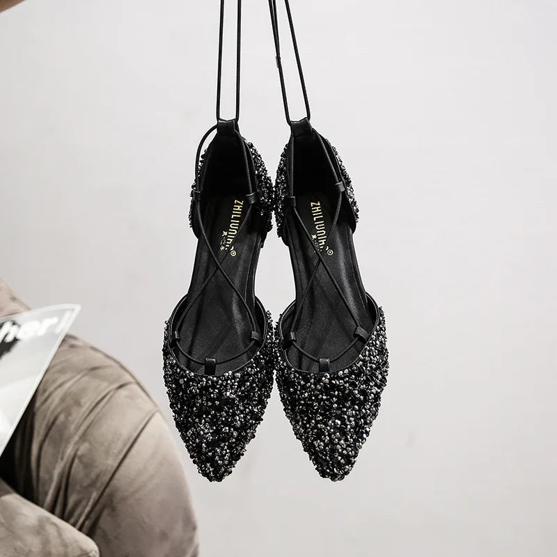 أحذية نسائية فاخرة أنيقة مريحة من تصميم 2022، أحذية نسائية أنيقة للبالغين، أحذية زفاف مثيرة برباط متقاطع