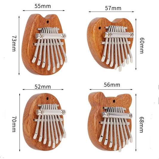 8 Keys Mini Kalimba Wooden Thumb Piano with Lanyard Finger Piano Musical Instrument Portable Exquisite Gift Set for Kids Adults