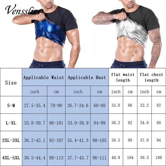 Vensslim Men’s Sauna Suit Sweat Heat Trapping Workout Fat Burner Vest Slimming Body Shaper Tank Top Waist Trainer Fitness Corset