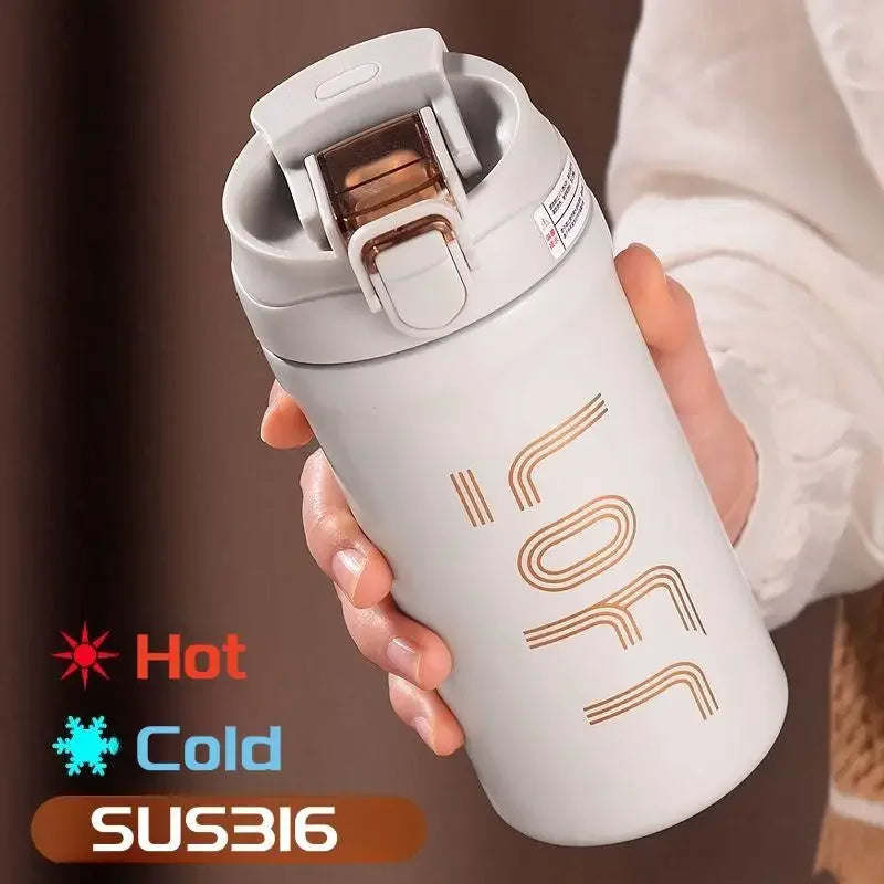 600ml/21OZ Thermal Coffee Mug with Straw Double Wall Insulated Sublimation Tumble Leakproof Water Thermos Portable Coffee Cup