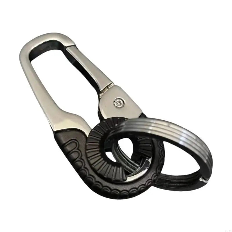 Men Keychain Hook Outdoor Carabiner Double Rings Keyring Making Accessories Alloy Texture for Climbing and Fishing
