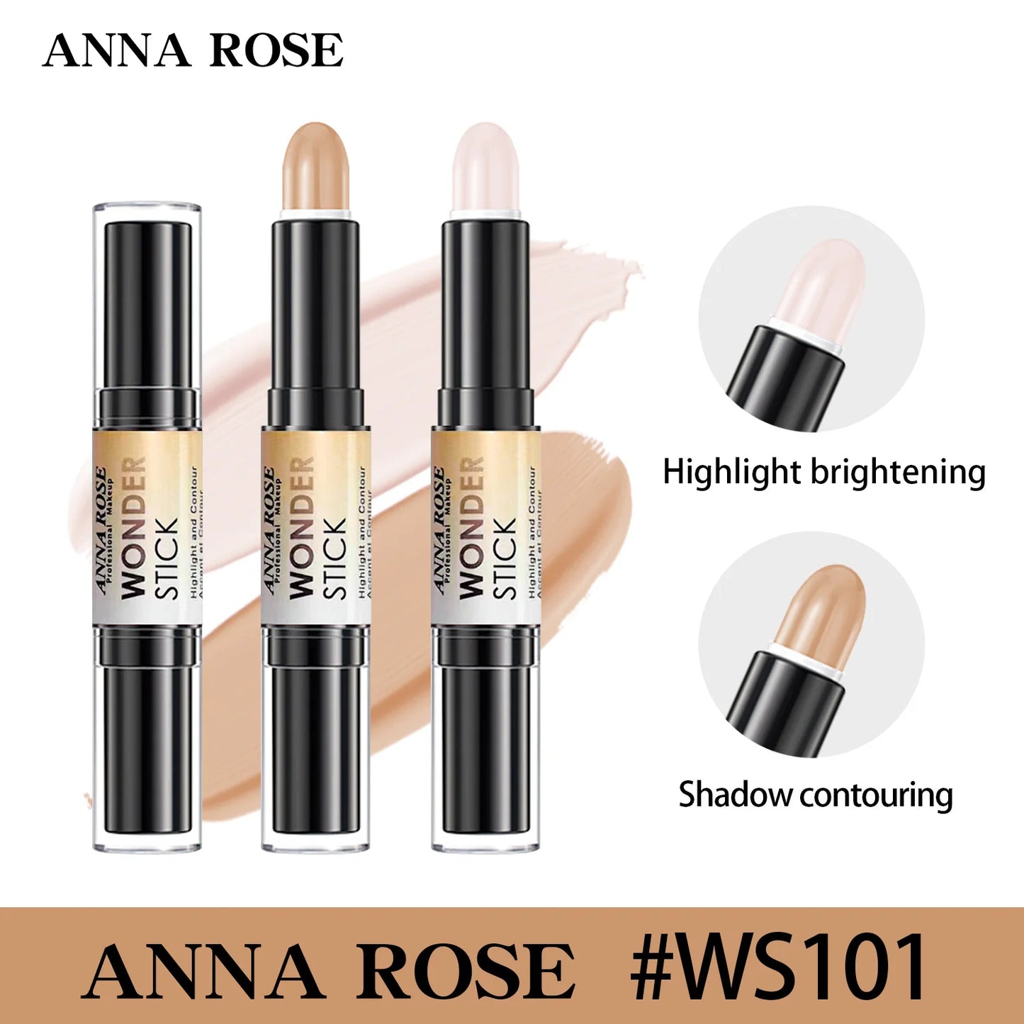 Double-ended Face Foundation Concealer Pen, highlighter, waterproof and sweatproof, high nose bridge, face slimming for Makeup
