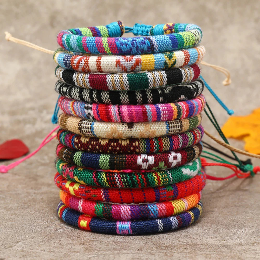 12Pcs Bohemian Surfer Beach Bracelet Set – Handmade Braided Boho Summer Festival Jewelry for Men & Women