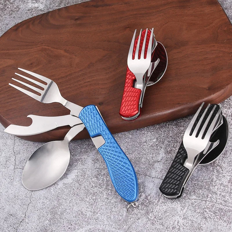 Foldable Camping Utensil Set - Multi-Functional Knife, Fork, Spoon Combo For Outdoor Activities And Sports Camping Picnic Travel