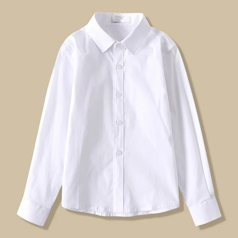 Kids Clothes Girls 8 To 12 Cotton Children Long Sleeve White Shirts Primary School Uniform for Teenage Boys Button Tops 6-16Yrs