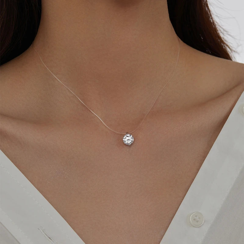 New S925 Sterling Silver 18k Gold Plated Necklace – Single Sparkling Zircon Clavicle Chain for Women Wedding Fine Jewelry